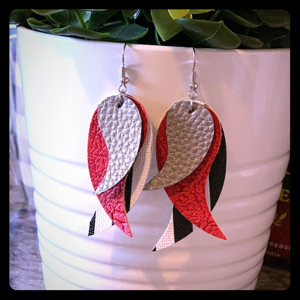 Layered Faux Leather Earrings